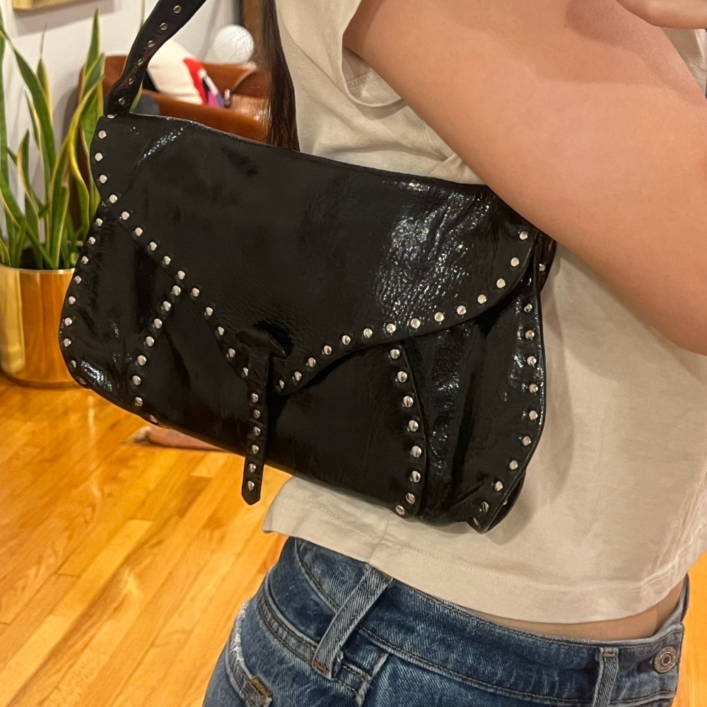 Celine Poulbot Studded Leather Shoulder Bag